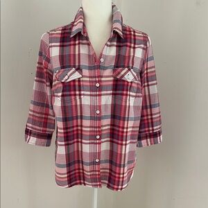 Sonoma Red/Blue/White Plaid Button Down Shirt sz S